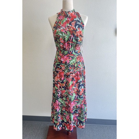 Sam Edelman High Neck Watercolor Dress Multicolor Size 2 NEW - Picture 1 of 10